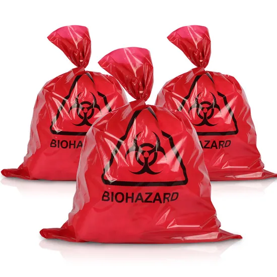 Plastic Biohazard Garbage Bag Medical Waste Bag for Hospital Clinic
